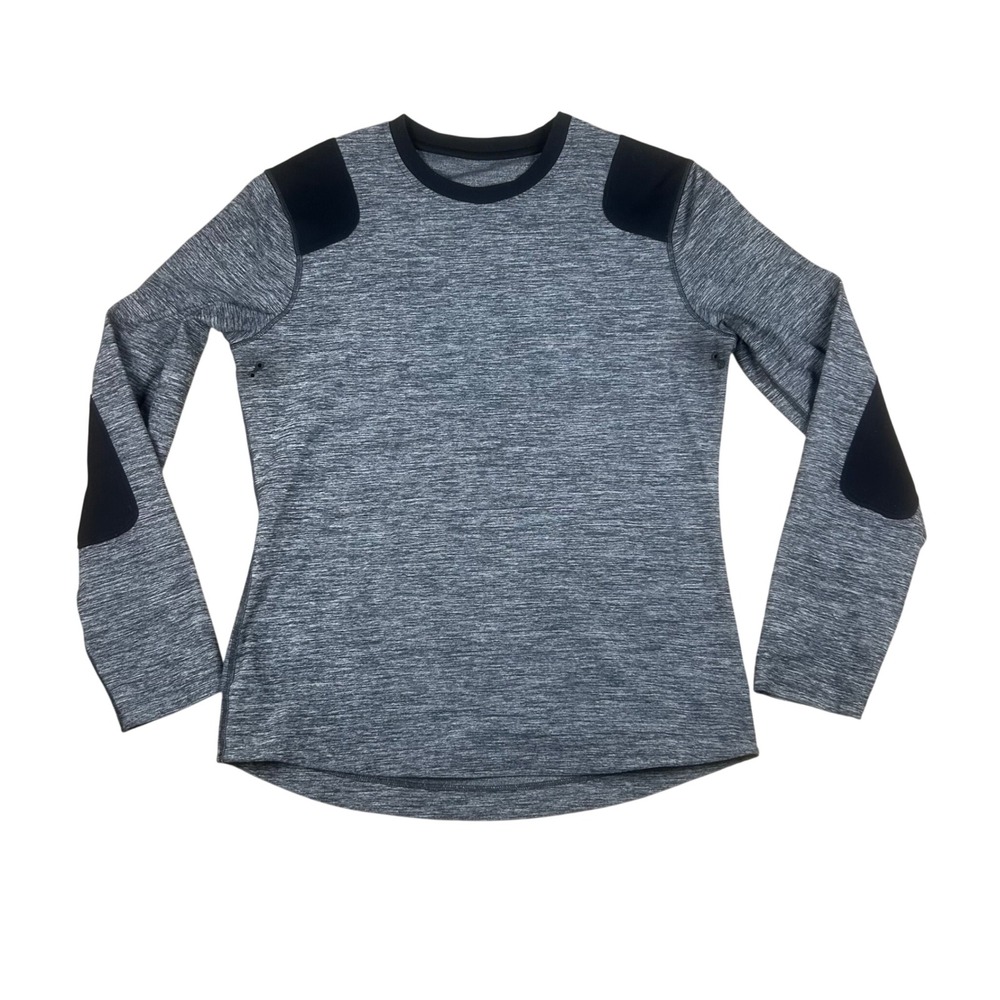 Lululemon Womens Gray Space Dye Long Sleeve‎ Athletic Top Elbow Shoulder Patches
